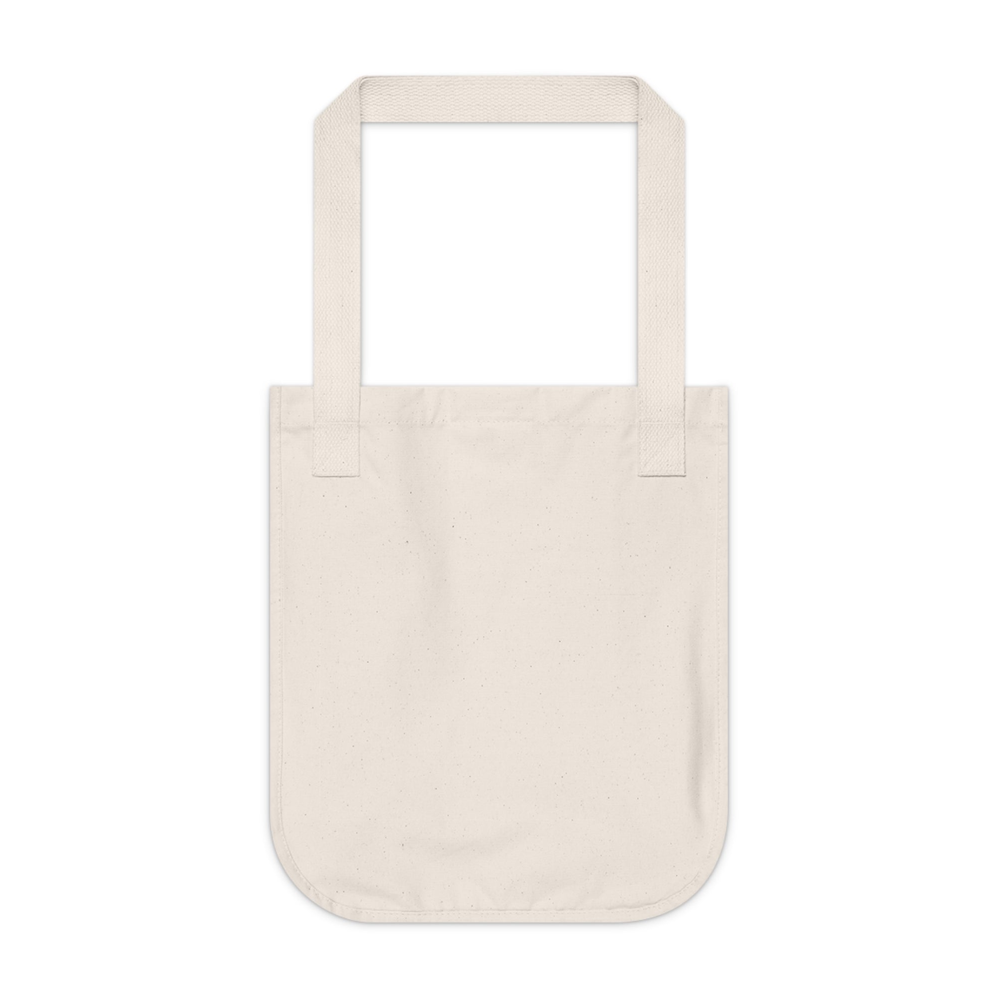 Beige natural blank canvas tote bag on a white background.